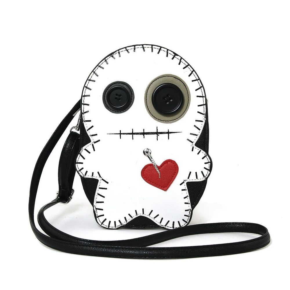 Unique Stitched Voodoo Doll Shoulder Crossbody Bag In Vinyl Material